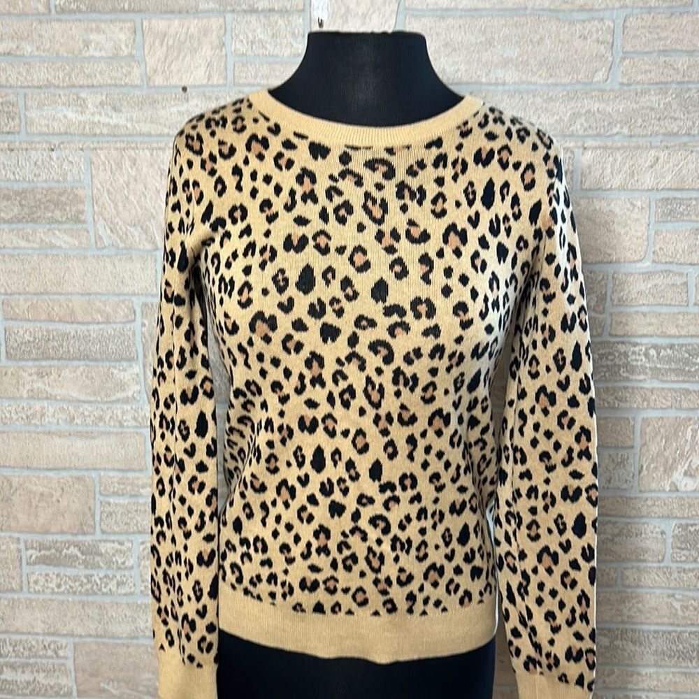 J Crew Teddie Leopard Crewneck Sweater Size XS